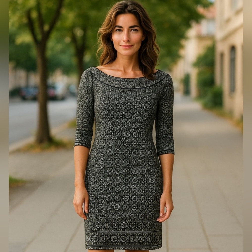 Max Studio Black and White Geometric Dress